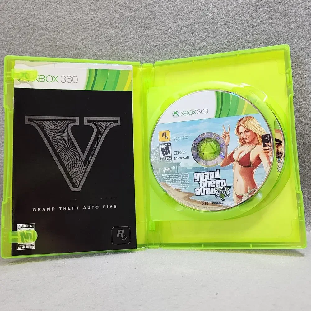 GRAND THEFT AUTO 5V XBox 360 (2013) Complete CIB Map Poster Included UNTESTED